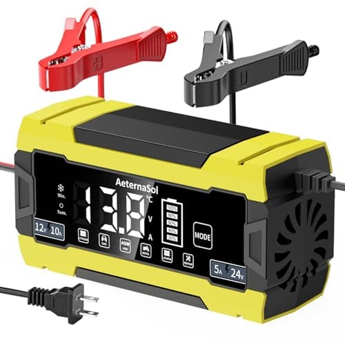 Battery Charger 10-Amp 12V and 24V Fully-Automatic Smart LiFePO4 Lead Acid Portable Car Battery Charger,Battery Maintainer Trickle Charger for Car Truck Motorcycle Lawn Mower