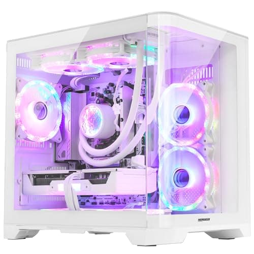 HOENGAGER Gleaming Prebuilt Gaming PC Desktop - AMD Ryzen 7 7800X3D - GeForce RTX 5060 (8GB) - 16GB DDR5 6000MHz - 1TB PCIe NVMe SSD - White Gaming Case, RGB Fans, Wi-Fi, Win 11