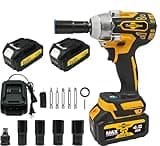 Rhovixster Cordless Impact Wrench 1/2 - 580N.M Max Cordless Impact Wrench Set with 2 Speed Adjustable, Brushless Motor High Torque Impact Guns with 2x4Ah Batteries and Charger