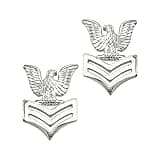 U.S. Navy E6 Petty Officer 1st Class Pin-On Collar Device Brite (PAIR)