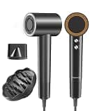 Hair Dryer, 1400W High-Speed Motor (110,000 RPM) for Fast Drying in 1-5 Minutes, 3 Heat/Cool Settings, 49dB Low Noise, 1.5 Billion Plasma Ion Technology, Portable Travel Design