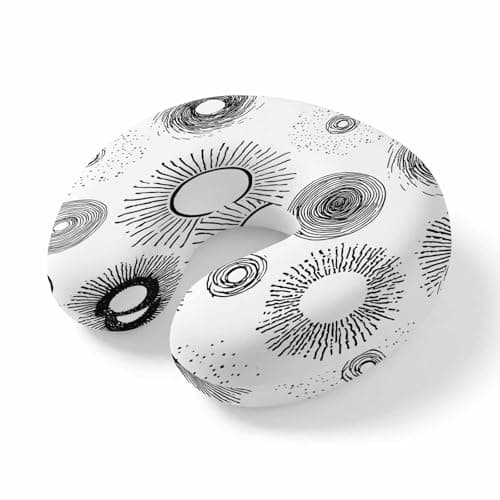 ZFUNCING Travel Pillows U-Shaped Neck Pillow Abstract Radiation Lines Ergonomic Memory Foam Pillow Head Cushion,Retro Geometric Art Soft Portable Neck Pillows for Office Airplane Car Train