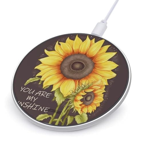 You are My Sunshine Sunflower Wireless Charger with USB Cable Qi-Certified 10W Fast Wireless Charging Pad Portable Charging Station Anti-Slip Slim Charger Mat for All Qi-Enabled Phones