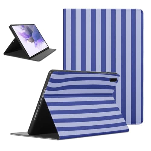 Mrtponk Cute Striped Tablet Case for Samsung Galaxy Tab A T515/T510 2019 10.1 Inch, Aesthetic Blue Stripe Geometric Vertical Line Soft TPU Protective PU Flip Holder Cases for Girl Boy