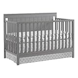 Pemberly Row 4-in-1 Convertible Crib, Solid Wood, Dove Gray Finish, 39.5" H x 54.75" W x 29.63" D, Greenguard Gold Certified, Low-Profile Headboard, Nursery Furniture for Baby