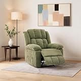 Oversized Recliner Chair for Adult,150°Recliner Chairs Ergonomic Nursery Chairs, Extra Wide Manual Recliners,Linen Upholstery Soft Sofa Chair for Livingroom,Bedroom,Green