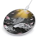 Black White Leaves Wireless Charger Magnetic Phone Induction Charger 10w Fast Wireless Charging Station Compatible with iPhone 17 16 15 14 13 12 Pro Max Samsung Galaxy S25 S24 S23