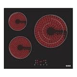 Svan Black Glass Hob SV3602. 3 Cooking Zones, 5700 W, 9 Cooking Levels, Touch Control, Triple Crown, Safety Lock, Timer