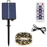 JYJXCOS Replacement Solar Panel for String Lights, IP65 Waterproof Solar Panel for Outdoor Lights, 3.7V 1200mAh Solar Adapter for Outdoor Lights with 8 Modes Remote Control (3V)
