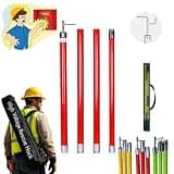 Red High Voltage Rescue Safety Spliceable Equipped with 1/2/3/4/5 Section, Spliceable Hot Stick with Four Types of Switch Heads for Emergency Rescue(B,5m 4-Section 110kv)