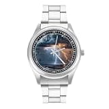 FodPand Mens Stainless Steel 3-Hand Analog Watch Easy Reader 40mm Dial