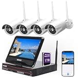 Cromorc 10CH Expandable Wireless Security Camera System with 10.1" Monitor 4pcs 5MP Indoor Outdoor Camera 1-Way Audio Night Vision Motion Detection Home Business CCTV Surveillance 1TB HDD