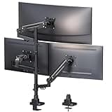 Triple Monitor Mount for up to 35-inch Screens – Heavy Duty Ultrawide Stand with Fully Adjustable, 12kg Gas Spring Arm (Each), VESA 75×75/100×100 mm, Black