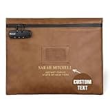 Promot Notary Bag with Lock - 13.6 x 10 Heavy Duty Notary Bag with Locking Zipper - Secure, Portable Storage Pouch for Journal, Stamp, Ink Pad, Documents & Valuables (Brown)