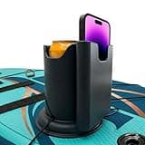 ZEDTYDE Paddle Board Cup Holder - Kayak Drink Holder for SUP, Paddle Board Accessories, No-Spill Elastic Cup Mount with Anti-Flip Design, Heavy-Duty TPE, Kayak & Paddleboard Phone Holder (Black)
