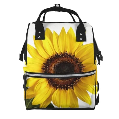 FHEDVBN Flower Sunflower Diaper Bag Backpack for Women Multifunction Waterproof Mummy Backpacks for Mom Dad, Large Capacity Nappy Bag with Changing Pad Casual Daypack Travel Bags