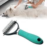 Pet Grooming Brush, 2026 New Multifunctional Double-Sided Undercoat Rake for dogs, Durable Dematting Tool for long haired cats, Easy Grip Fur Remover Comb for home use (Green)