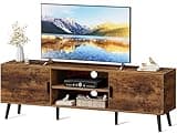 SUPERJARE TV Stand for 55 Inch TV, Entertainment Center with Adjustable Shelf, 2 Cabinets, TV Console Table, Media Console, Solid Wood Feet, Cord Holes, for Living Room, Bedroom, Rustic Brown