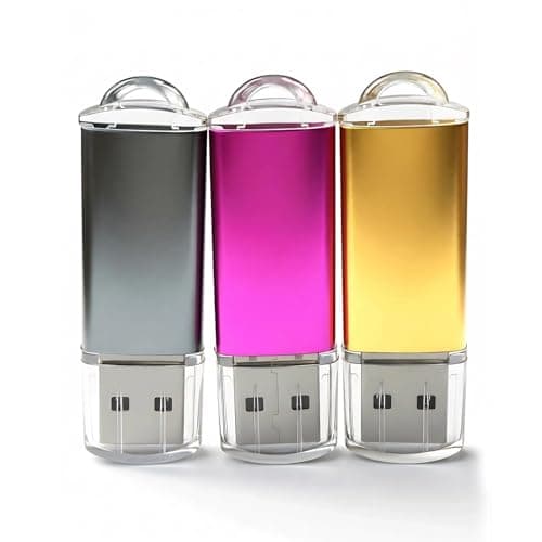 USB Stick 8GB High Speed USB 2.0 Memory Stick 8GB with LED Display for PC/Laptop/Car Radio/TV (Rose Red, Gold, Grey) Pack of 3