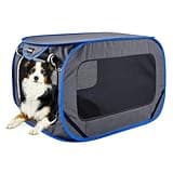 PetEase Large Pop Up Kennel,Collapsible Travel Pet Crate, Indoor and Outdoor Portable Dog Enclosure, Portable Pet Car Seat Kennel (Grey, Large)