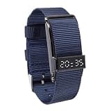 Smart Bracelet Fitness Tracker Nylon, IP68 Sleep Tracker, Smart Health Wristband with 150 Sports Modes, Call Reminder, Alarm Clock, Long Battery 20 Days for Men Women (Black Blue)