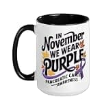 In November We Wear Purple Pancreatic Cancer Awareness Ceramic Mug, Black/White, 15oz