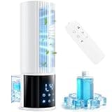 Portable Air Conditioners, Evaporative Swamp Cooler, Cooling Tower Fan with Mist Humidifier, 3 Speeds, Oscillating, Timer, Remote for Bedroom, Office, Camping Portable AC Standing Fan (White)