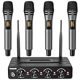 TONOR Wireless Microphones System with 4x10 Channels Cordless Handheld Microfono Inalambrico, 60 m/200FT UHF Range, Mics with Stable Signal Transmission for Karaoke Singing Party Church Wedding