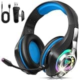 2.4GHz Wireless Gaming Headsets for PS5/PS4/Switch, RGB Noise Cancelling Over-Ear Headphones with 7.1 Surround Sound, 40mm Drivers, Bluetooth 5.4, 276g Ultraligero, Memory Foam, 45H Gaming Headphones