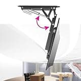 UIYTJRT Ceiling TV Mount Bracket - 0-85° Flip Down Motorized TV Mount, Fits 32-70 Inch TVs Motorized Stand, with Auto Lifting Ceiling TV Mount, Telescopic Electric TV Lift, Hidden Drop Down TV,