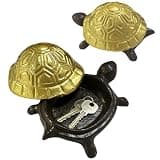 Pesilo Cast Iron Turtle Key Hider, Hide A Key Outside Turtle Statues Key Box, Spare Key Hider Outdoor Hidden Key Holder Garden Yard Patio Decoration Gifts, Golden