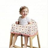 High Chair Cover for Baby, Baby High Chair Cover Restaurant Seat with Strap Pads & 3-Point Harness, Stain Slip Resistant Waterproof High Chair Portable for Eating Travel Home Use, Strawberry Cow