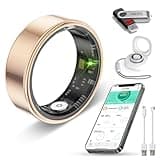 2026 New Smart Ring 2.0 Fitness Tracker for Men & Women. Slim scratch-resistant frame monitors sleep, stress. IP68 waterproof, long battery, zero extra charges, fits iOS and Android devices.Gold 10