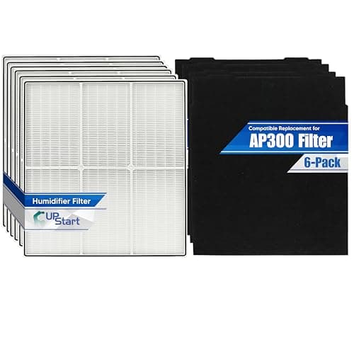 6-Pack 8171434K HEPA Filter Set for Whirlpool Whispure AP300 Filter Replacement - Compatible with Whirlpool AP 300 Air Purifier Filters with Carbon Foam Pre-Filter Prefilters