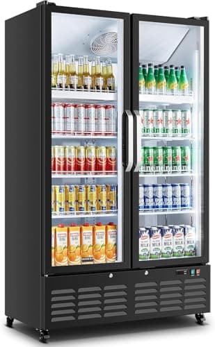 LESOGE Energy Efficient Upright Freezer, Single Glass Door with External Control Display, Large Memory Storage for Small Spaces & Dorms
