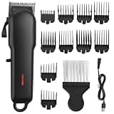 WAIKIL Cordless Hair Clippers for Men, Professional Barber Trimmer with Stainless Steel Blade, USB Rechargeable Hair Cutting Kit, 8 Guide Combs, Hair Clipper for Home and Salon Use