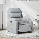 GHVBNMF Electric Massage Recliner Chair, Light Grey Fabric Power Reclining Sofa with Massage Functions and Adjustable Armrests, Ergonomic Lounge Seating for Living Room and Home Theater