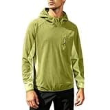 Mens Lightweight Hooded Shirt Raglan Sleeve Loose Breathable Sweatshirts Outdoor Running Athletic Top with Pockets Yellow