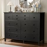Loomie 10 Drawer Dresser for Bedroom, 47" Wide Wooden Chest of Drawers, Rustic Farmhouse Storage Organizer with Vintage Pull, Modern Dresser TV Stand for Closet, Living Room, Hallway, Black