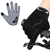 WESTWOOD FOX Cycling Bike Gloves for Men Full Finger BMX Biking Mountain for Grips - Bicycle Touchscreen MTB Gloves Padded Anti-Slip Riding Women Wheelchairs Road Cycling (Black, L)