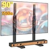 5Rcom Universal TV Stand for 35-90 Inch, Table Top TV Stand for Curved Flat TVs, TV Mount Stand with Height Adjustment, Support Up to 150lbs, Black