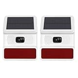 Hapippofa Solar Driveway Alarm Wireless Motion Sensor Alarm, 120dB Outdoor Waterproof Siren Alert Motion Detector System, Security Entry Chime for Yard Farm Garage Woods, Bear Deterrent (2 Pack)
