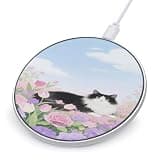 Cat Floral Watercolor Wireless Charger, Fast Charging Pad