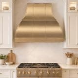 SINDA Brushed Brass Range Hood, Luxury Wall Mount Kitchen Hood, Custom Metal Vent Hood for High-End Homes, Villas, Designers, Contractors and Premium Kitchen Remodel Projects 42"W x24"D x54"H