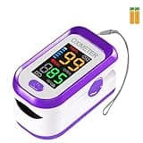 Pulse Oximeter Fingertip, Pulse OX with Large LED Display, Oximeter, Pulse Oximeter, Fingertip Pulse Oximetr, Oximeter with AAA Battery Lanyard (Purple)