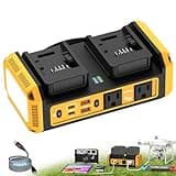 350W Pure Sine Wave Power Inverter Compatible with Dewalt 20V Battery, DC 20V to AC 120V Inverter, 7A Fast Charger & 2 AC Outlet, 2 USB Ports & 2 Type-C Ports, 600LM LED Work Light (No Battery)