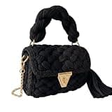 JUKOOE Bohemian Style Crossbody Bag and Evening Clutch – Women’s Chunky Yarn Handmade Knit Bag with Detachable Chain (Style D)