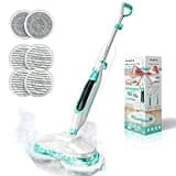 Angtra Scrubbing Steam Mop with Rotating Mop Pads, All-in-One Hard Floor Cleaner with LED Headlights, Steam & Spin Control, 6 Soft Scrub Pads, Swivel Steering, FS07