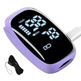 Manhero Fingertip Pulse Oximeter, Rechargeable Pulse Oximeter, High Definition Oxygen Monitor Fingertip, Fast and Accurate Oxymeter Includes Bag Lanyard (Purple)