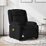 KHNLGFR Electric Massage Recliner Chair with 6 Vibration Points, Black Fabric Powered Recliner with Side Pocket and 135-Degree Tilt